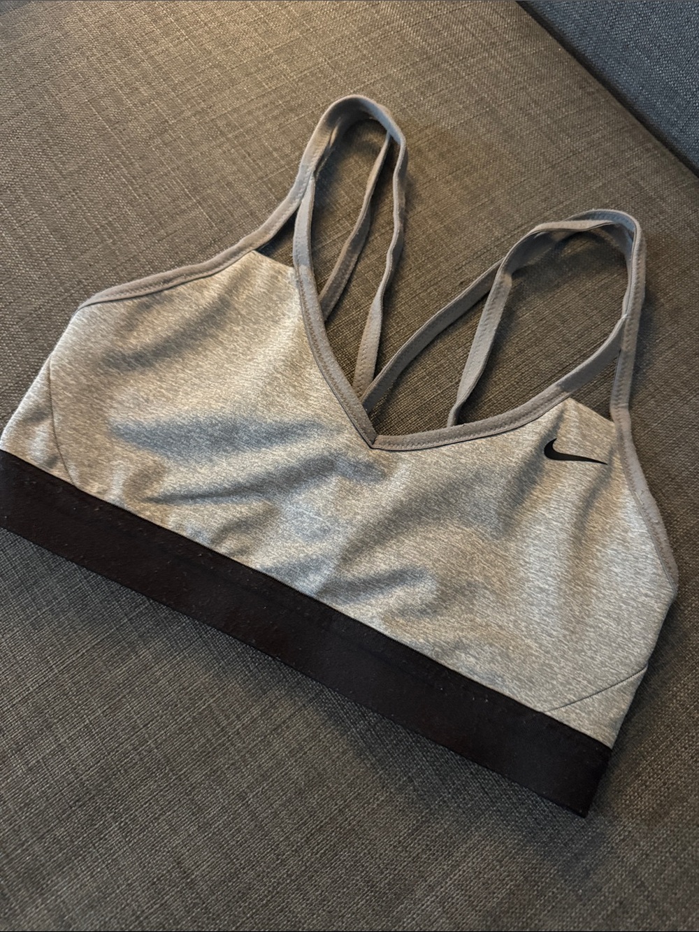 Nike Heather Gray & Black Double-Strap Sports Bra